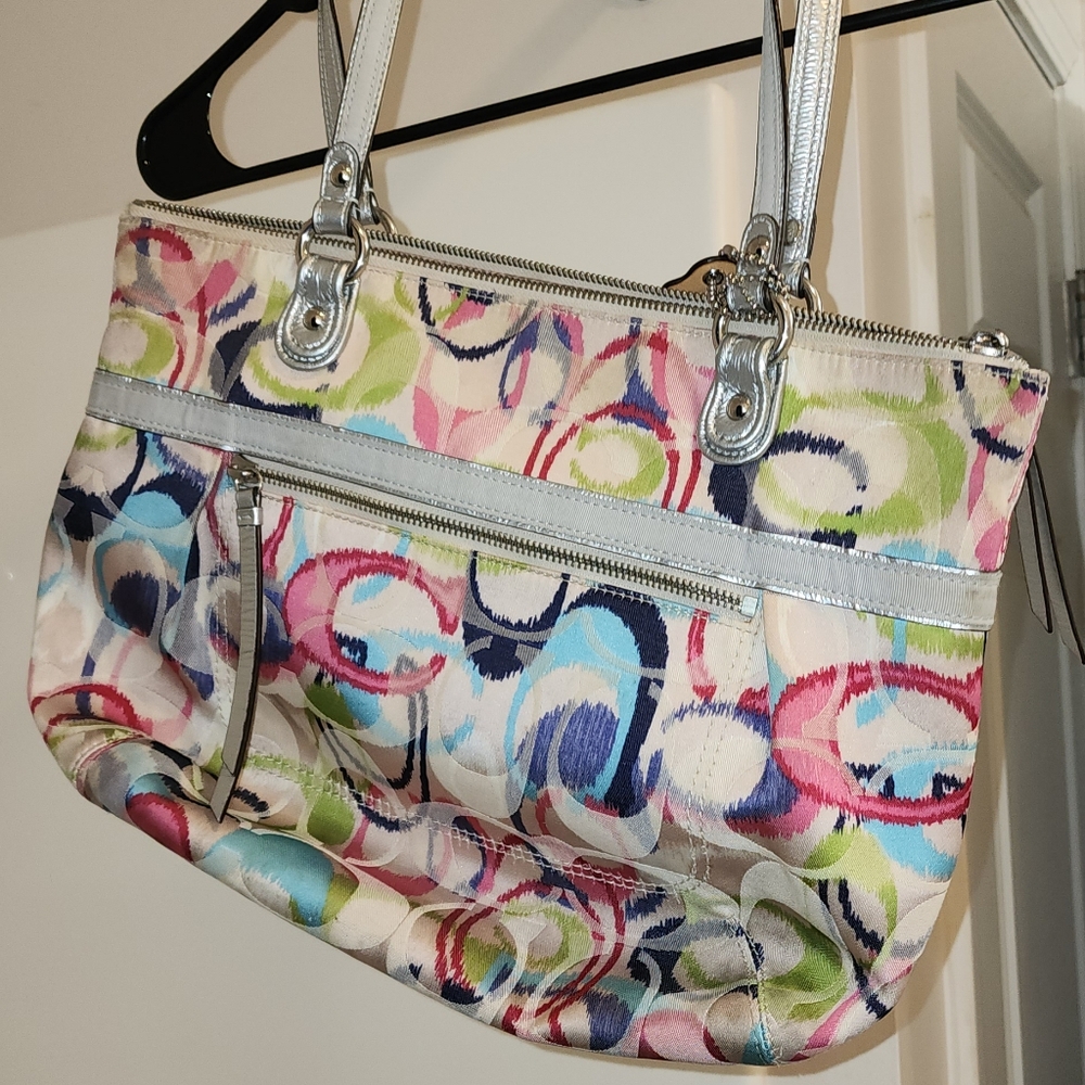 Y2k🌈Coach colorful handbag signature coach poppy vintage  coach tote ikat